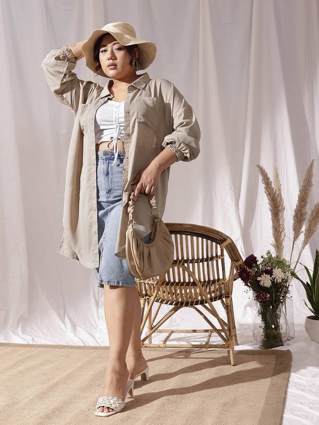 CURVY STREET Women Regular Fit Solid Casual Shirt