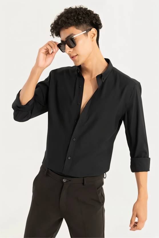 Banana plug Men Regular Fit Solid Mandarin Collar Casual Shirt