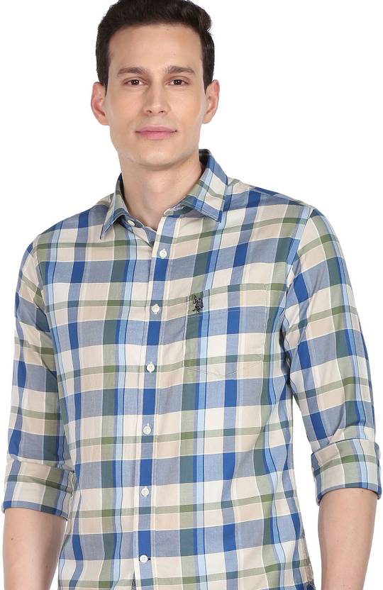 Men Regular Fit Checkered Spread Collar Casual Shirt
