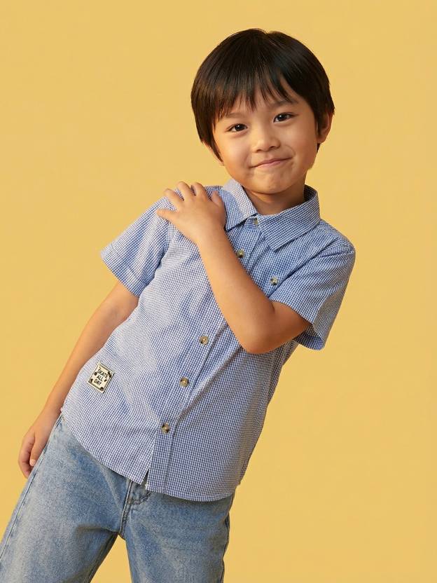 NautiNati Boys Regular Fit Checkered Casual Shirt