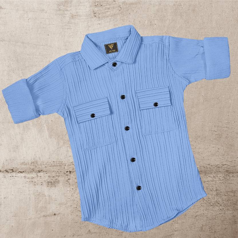HG TAX Boys Regular Fit Self Design, Striped Spread Collar Casual Shirt