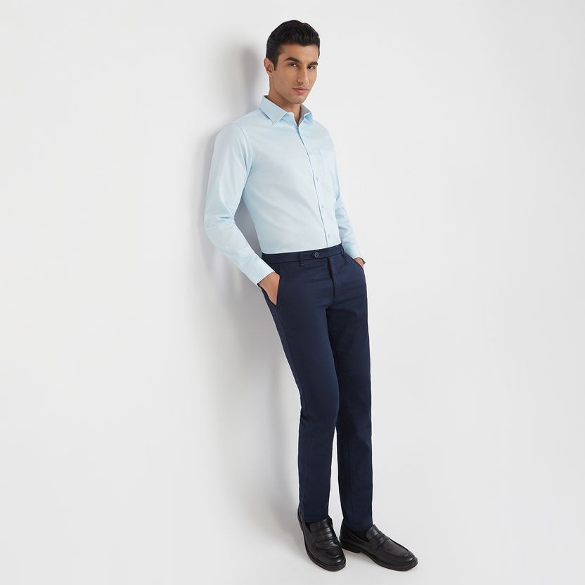 Raymond Men Slim Fit Solid Cut Away Collar Formal Shirt - Image 5