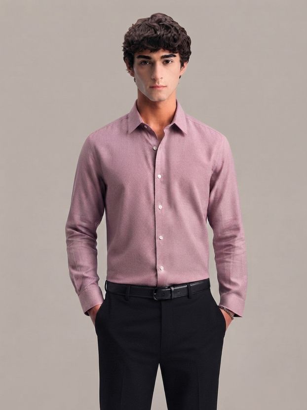 INDICLUB Men Regular Fit Solid Spread Collar Shirt - Image 5