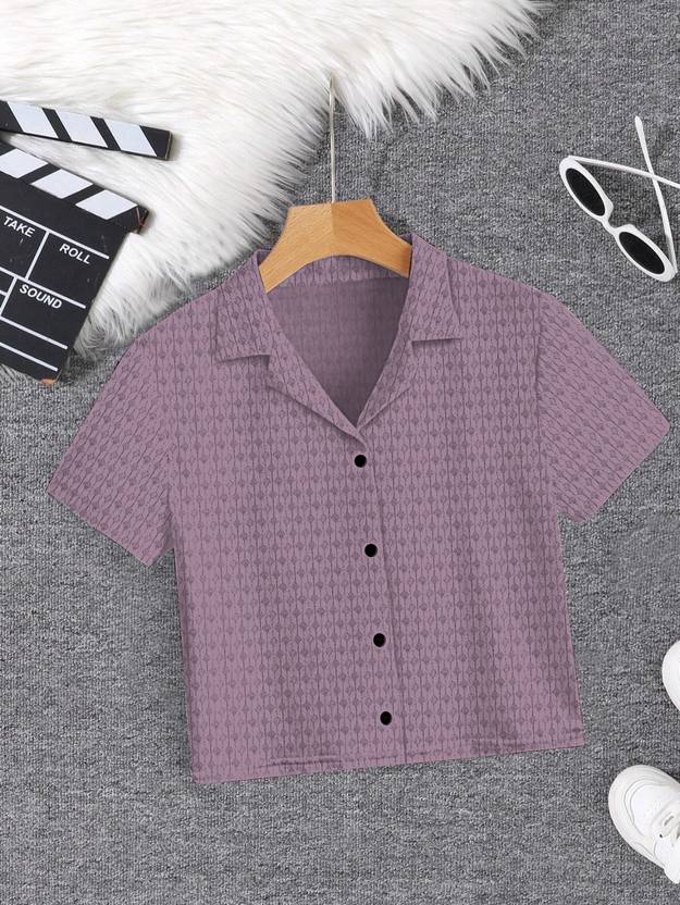 Varidashi Women Regular Fit Solid Cut Away Collar Casual Shirt