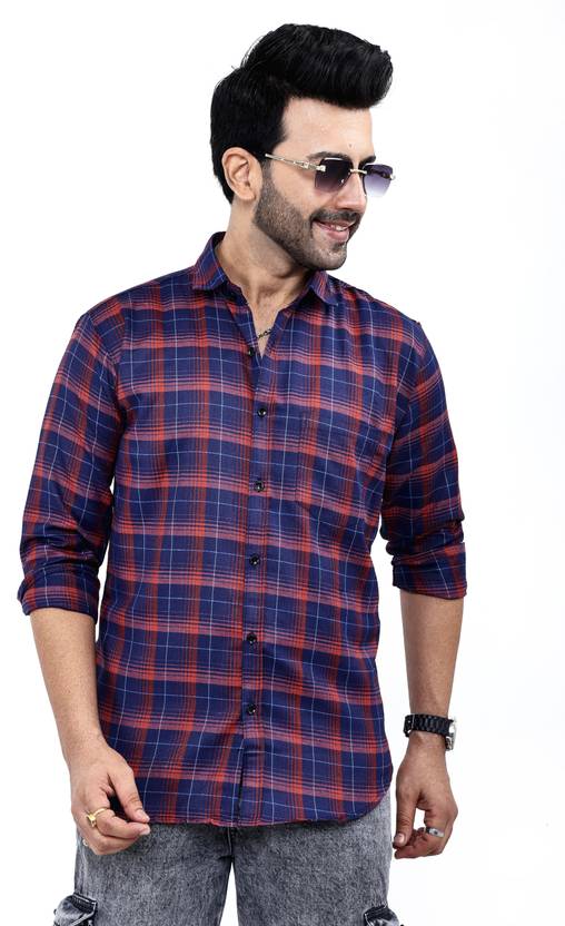 Banana plug Men Regular Fit Checkered Spread Collar Casual Shirt