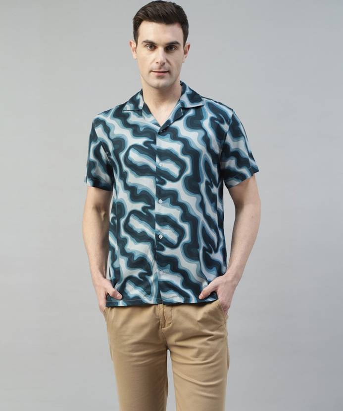 Hancock Men Relaxed Fit Printed Lapel Collar Casual Shirt