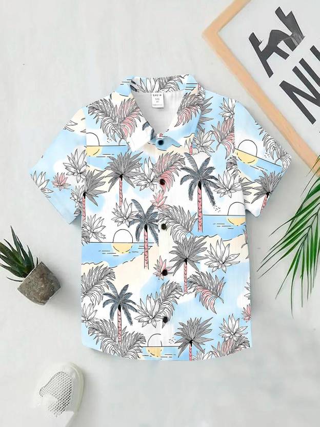 bhizy Boys Color Block Casual White Shirt