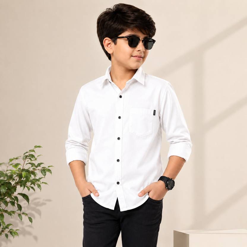 boldcloth Boys Solid Casual Black Shirt