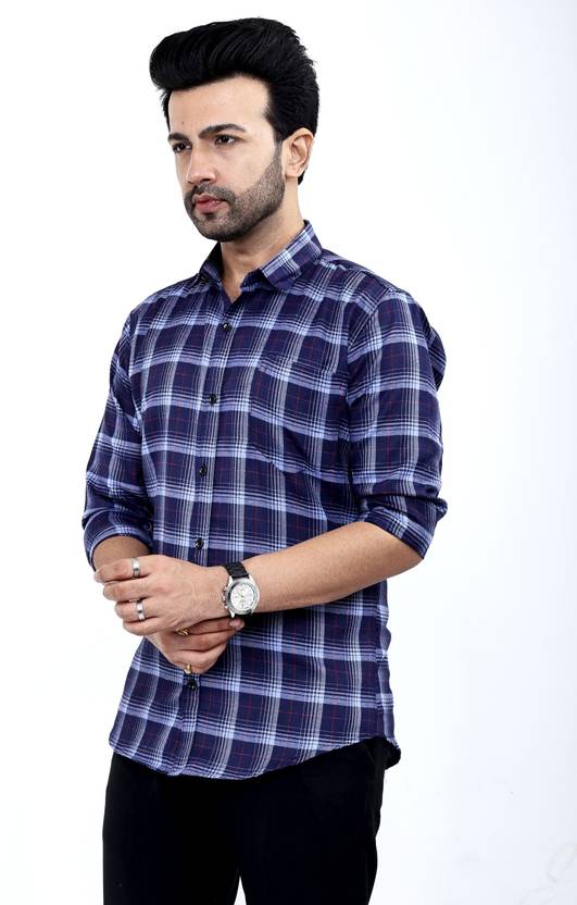 Banana plug Men Regular Fit Checkered Spread Collar Casual Shirt