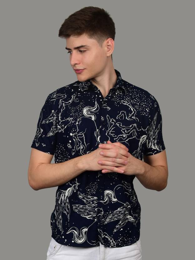 HEED ATTENTIVE Men Relaxed Fit Striped Spread Collar Beach Wear Shirt