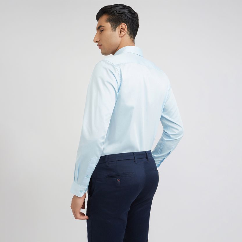 Raymond Men Slim Fit Solid Cut Away Collar Formal Shirt - Image 4