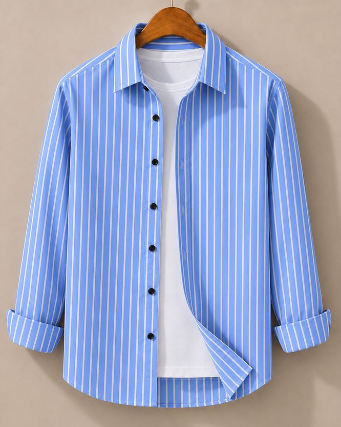 JACKBELLA Men Striped Green Shirt - Image 8