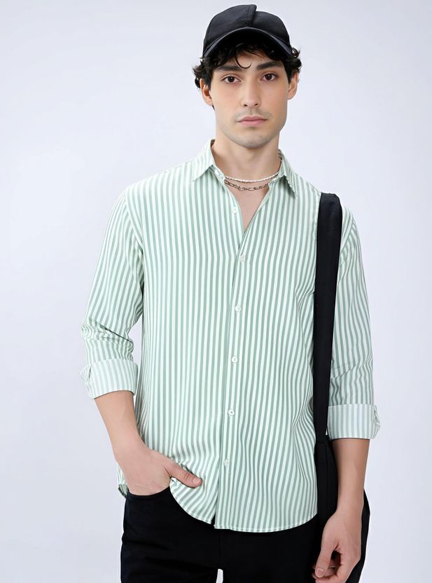 EIGHTEEN Men Slim Fit Striped Spread Collar Casual Shirt - Image 9