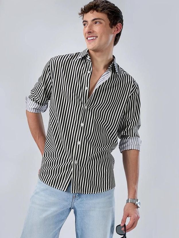 RODEIZ Men Blue Striped Casual Shirt - Image 7