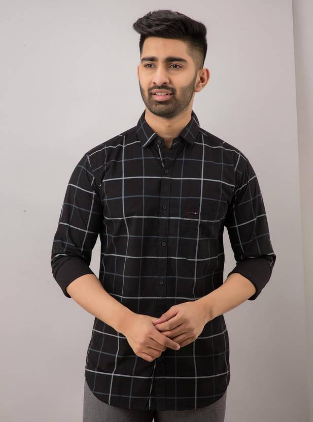 HKV FASHION Men Regular Fit Checkered Spread Collar Casual Shirt