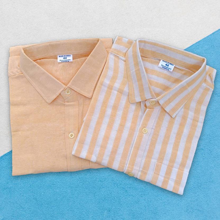 EVERYWEAR Men Regular Fit Striped Spread Collar Casual Shirt (Pack of 2)