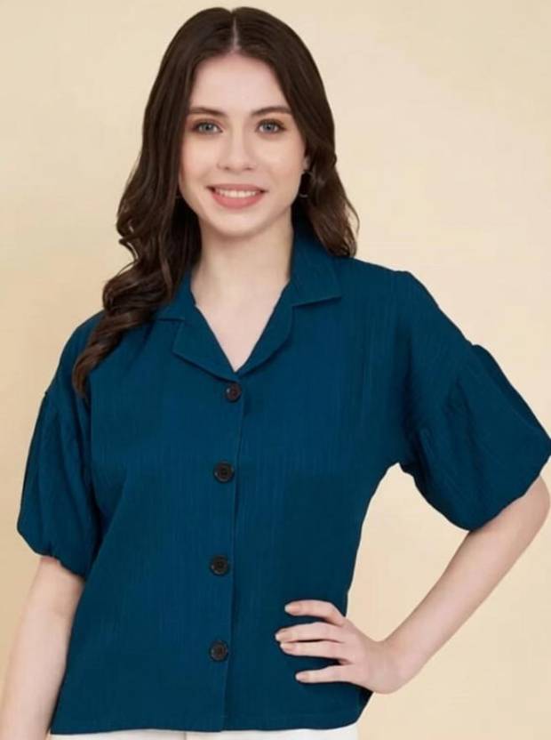 BONDEYE FASHION Women Regular Fit Self Design Lapel Collar Casual Shirt