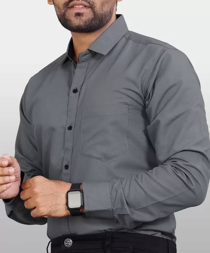 Univibe Men Solid Casual Grey Shirt