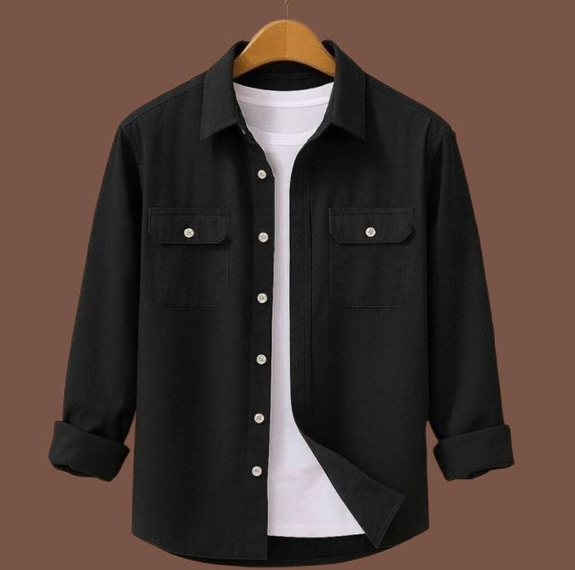 BJM ENTERPRISE Men Regular Fit Solid Curved Collar Casual Shirt