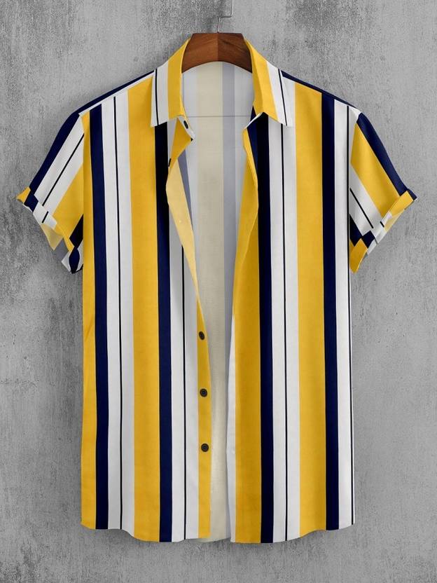 SEVENTEENSTITCH Men Regular Fit Striped Cut Away Collar Casual Shirt