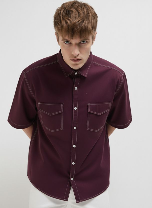 FOXEY Men Oversized Fit Solid Spread Collar Shirt - Image 2