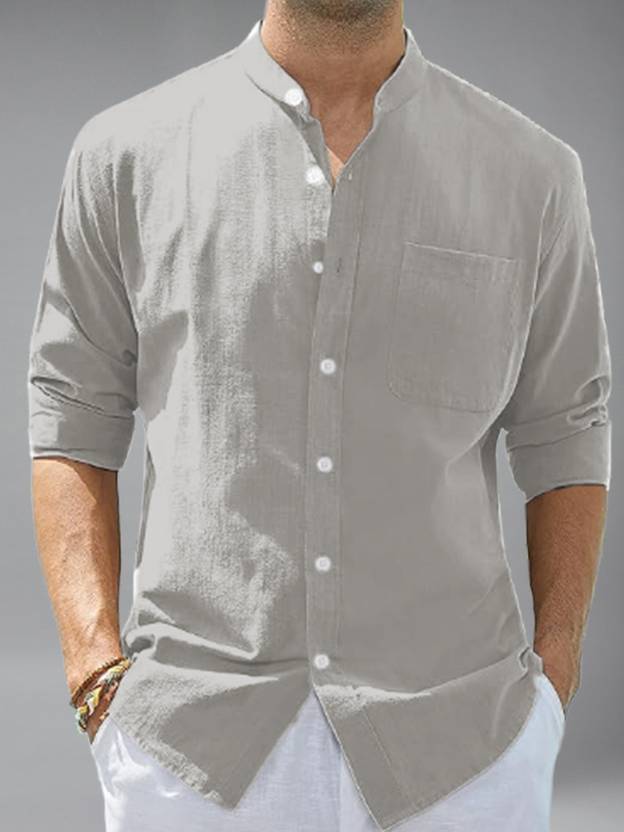 TrendiVastra Men Solid Casual Grey Shirt