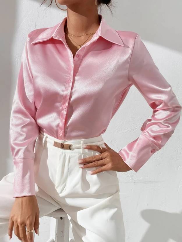 METRONAUT Women Regular Fit Solid Spread Collar Casual Shirt