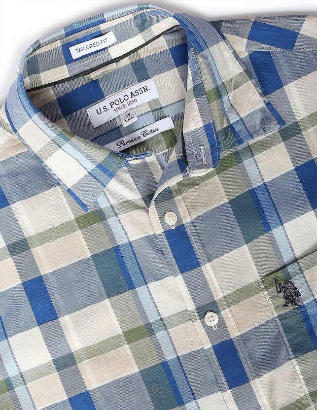 Men Regular Fit Checkered Spread Collar Casual Shirt