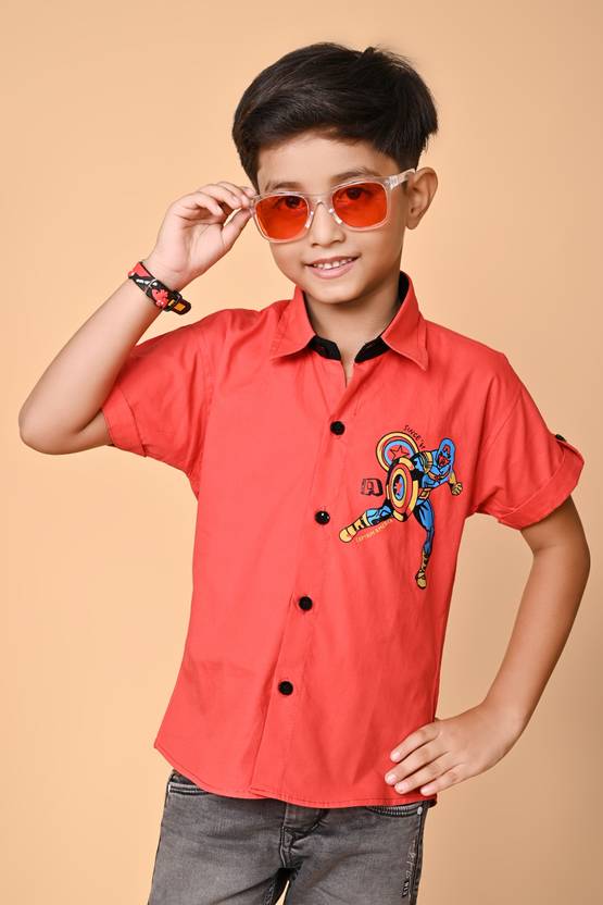 barkatdesigningplanet Boys Printed Casual Multicolor Shirt