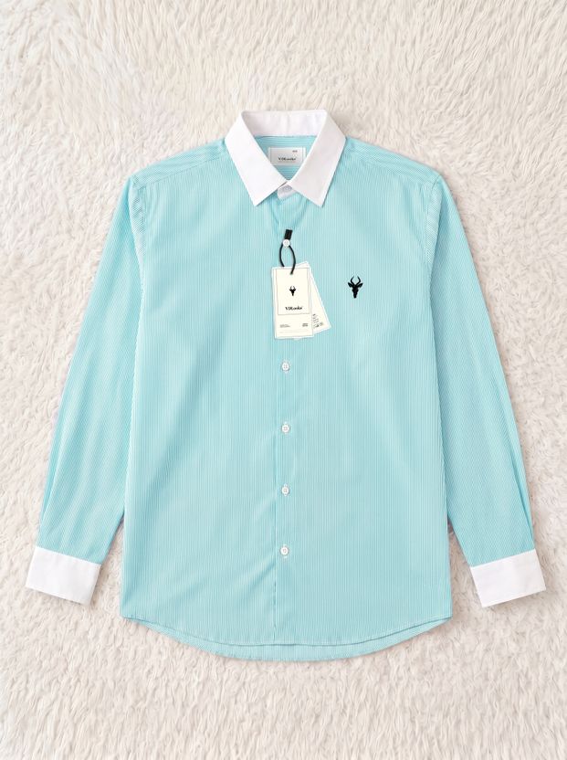 vdlooks Men Regular Fit Striped Spread Collar Shirt - Image 2