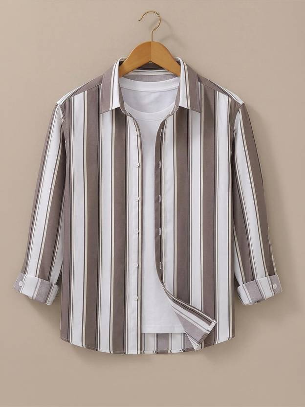 SHIRTZONE Men Slim Fit Striped Spread Collar Casual Shirt