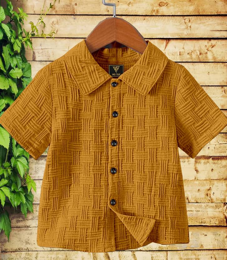 HG TAX Boys Regular Fit Self Design Spread Collar Casual Shirt