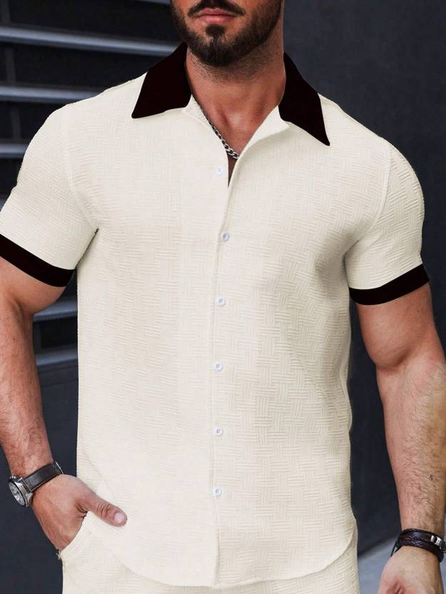 BALKRISHNA Men Regular Fit Self Design Spread Collar Casual Shirt