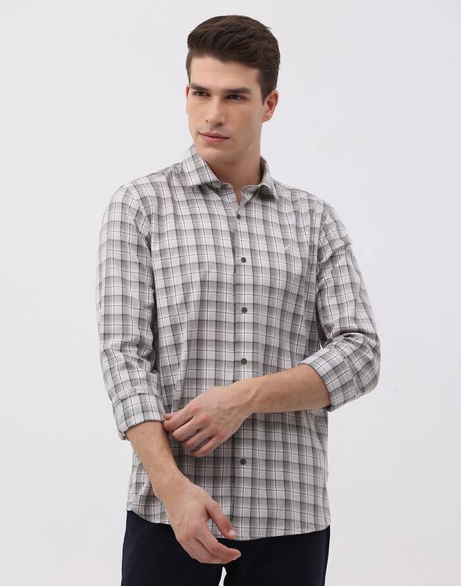 Blackberrys Men Checkered Casual Cream Shirt