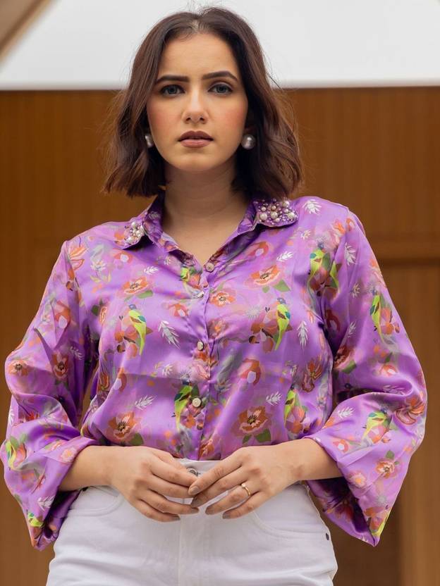 KALINI Women Regular Fit Printed Spread Collar Casual Shirt