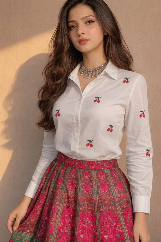 IUGA Women Slim Fit Solid Casual Shirt
