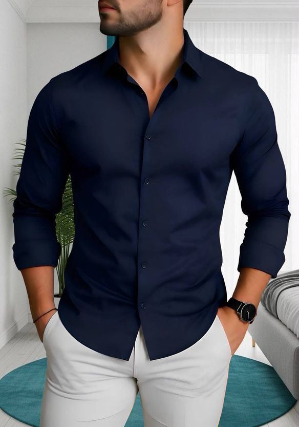 MACSAM Men Regular Fit Solid Spread Collar Shirt - Image 8