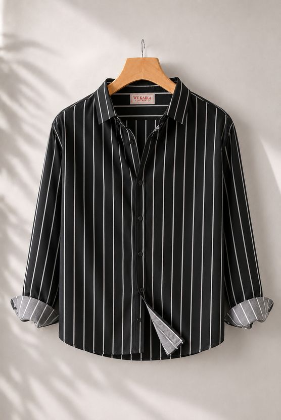 WE KAIKA Men Regular Fit Striped Shirt - Image 3