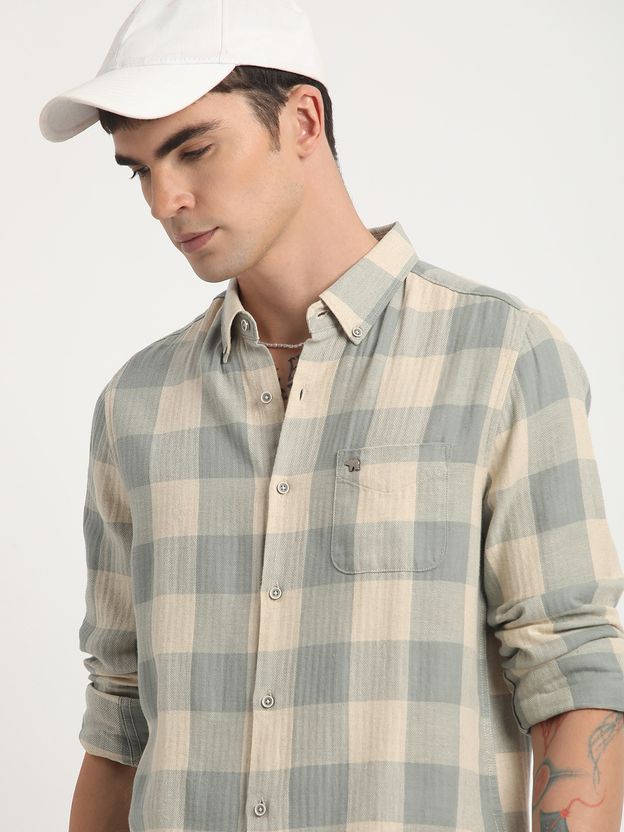 THE BEAR HOUSE Men Slim Fit Checkered Shirt - Image 1