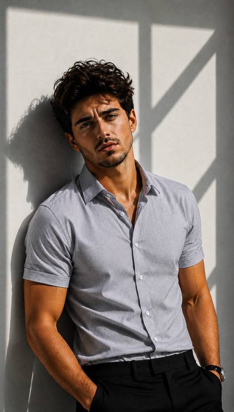 PRIVASTRAM Men Solid Formal Grey Shirt