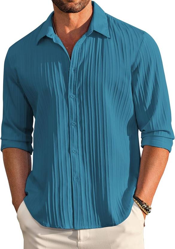 DIMMY Men Regular Fit Self Design Button Down Collar Casual Shirt