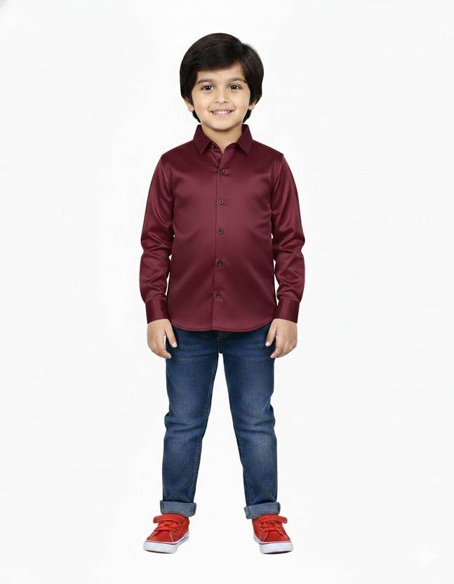 Spiffy Studio Boys Regular Fit Solid Spread Collar Casual Shirt