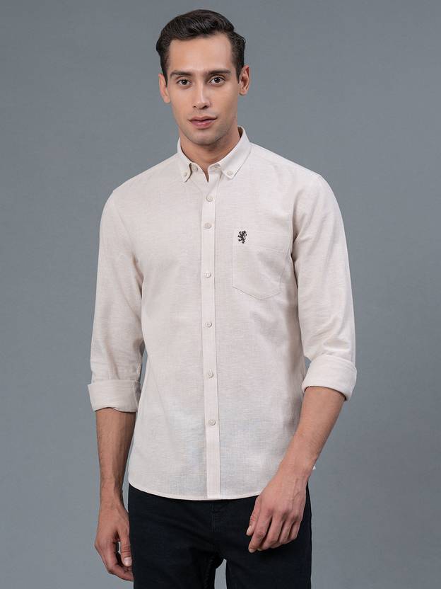 Men Regular Fit Solid Button Down Collar Casual Shirt