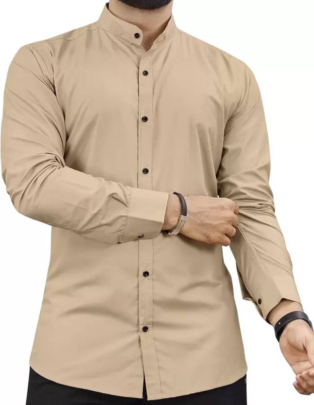 Univibe Men Solid Casual Beige Shirt