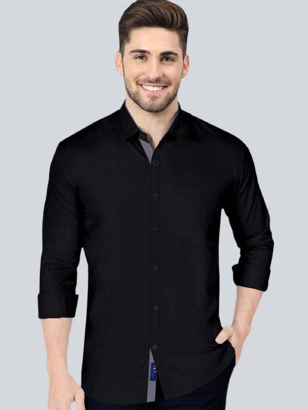 VTEXX Men Solid Casual Black Shirt - Buy VTEXX Men Solid Casual Black ...