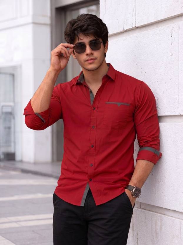 Vivatra Men Regular Fit Solid Spread Collar Casual Shirt