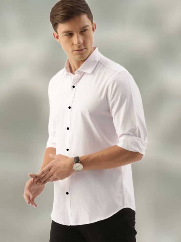 Kyutiman Men Regular Fit Solid Spread Collar Formal Shirt