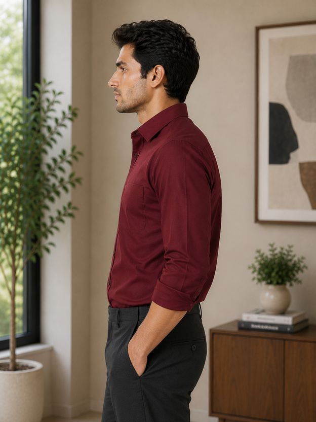 FUBAR Men Slim Fit Solid Spread Collar Shirt - Image 5
