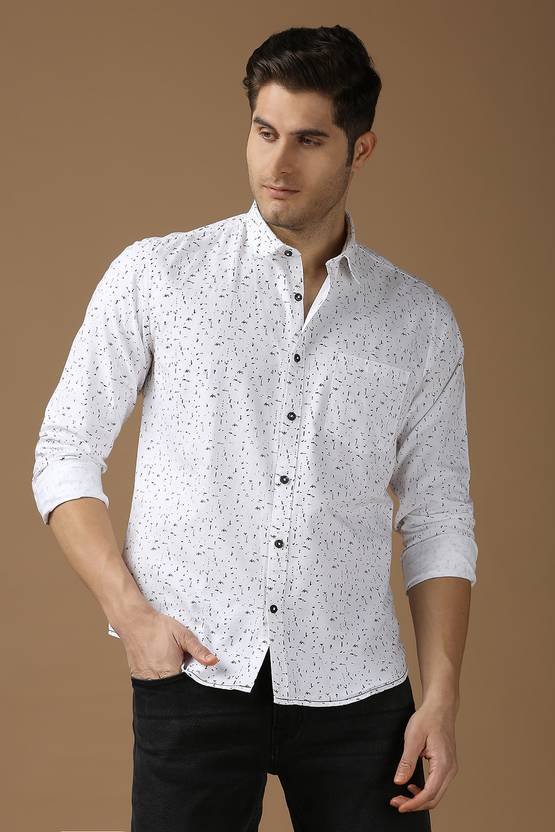 SNX Men Regular Fit Printed Spread Collar Casual Shirt