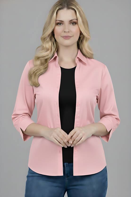 Novotny Women Regular Fit Solid Button Down Collar Formal Shirt